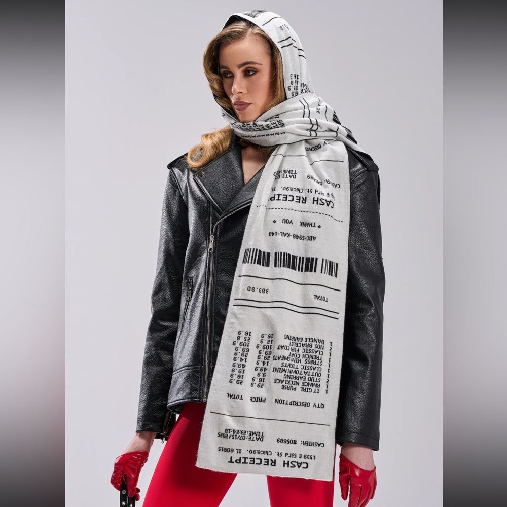 AKIRA CHICAGO OVERSIZED CHECK THE CASH RECEIPT SCARF